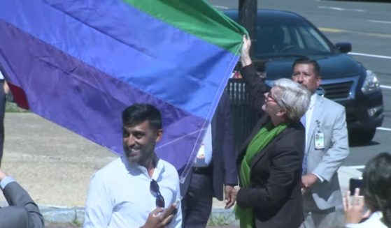Energy Secretary Jennifer Granholm raised the LGBT flag at the department's headquarters in Washington, D.C., on Monday.