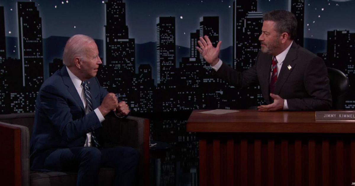 Talk show host Jimmy Kimmel questions Joe Biden's optimistic view on the American economy during Biden's appearance on "Jimmy Kimmel Live" Wednesday.