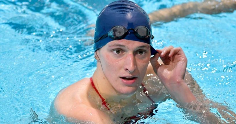 Transgender swimmer Lia Thomas, seen at a January swim meet at Harvard University, was interviewed this week by ABC's “Good Morning America.” Thomas disputed those who say he has an unfair biological edge that ruins the integrity of female athletics.