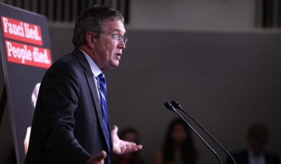 Thomas Massie speaking at a news conference at Capitol Hill