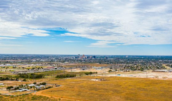 An aerial photograph taken from the outskirts of town shows Midland, Texas, the city where Sylvia Smith went missing from in 2000 and where her body was found just miles from in 2013.