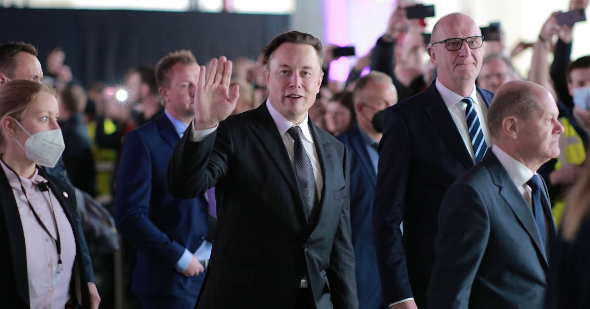Tesla CEO Elon Musk attends the opening of a new Tesla electric car manufacturing plant near Gruenheide, Germany, on March 22.