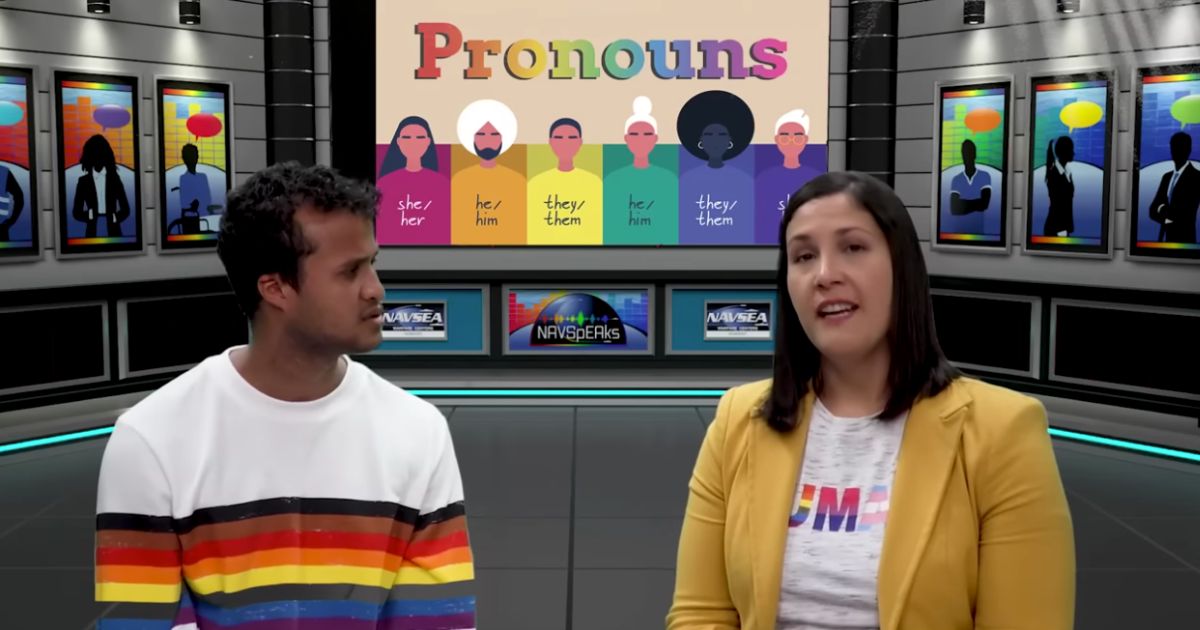 The U.S. Navy produced a training video on the use of personal pronouns.