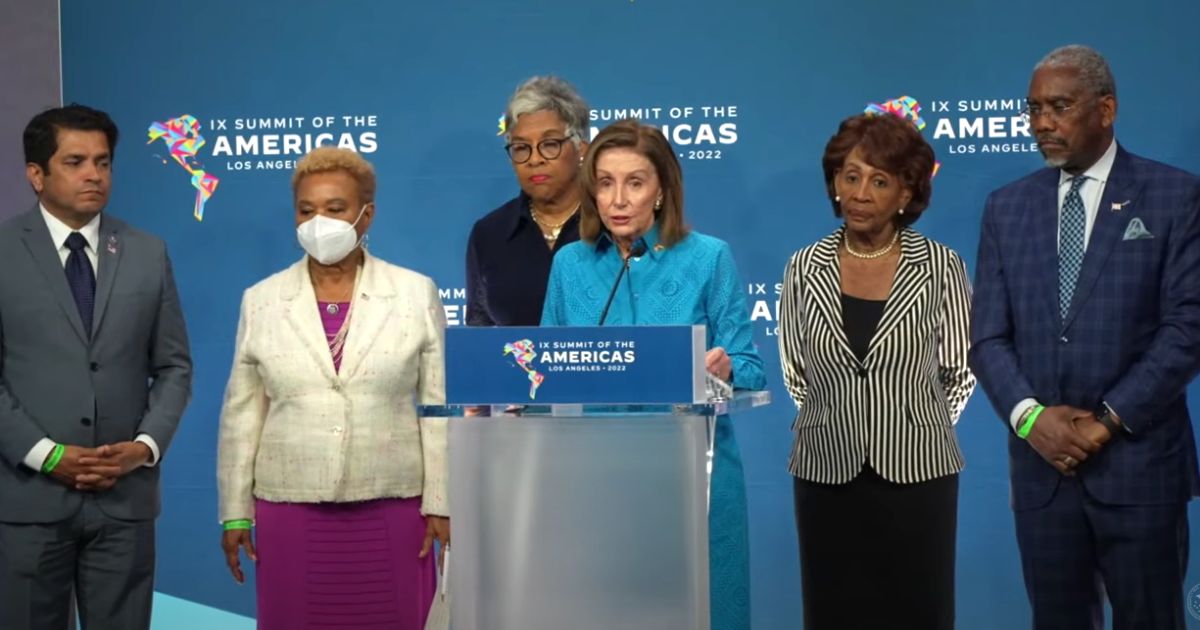 House Speaker Nancy Pelosi holds a news conference during the Summit of the Americas in Los Angeles on Friday.