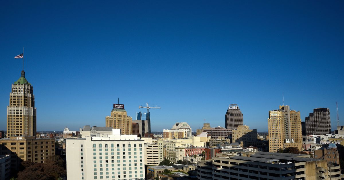 A skyline view of downtown San Antonio, Texas is pictured from Dec. 11, 2018. Lackland Air Force Base, located in San Antonio, is in lockdown, as of Tuesday morning, due to an active shooter situation.