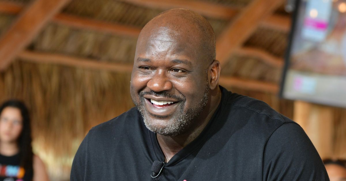 Shaquille O'Neal cooks on the ShopHQ channel cooking show to sell some of his products, SHAQ air fryers and cookware, while at the Yellow Green Farmers Market in Hollywood, Florida, on March 13.