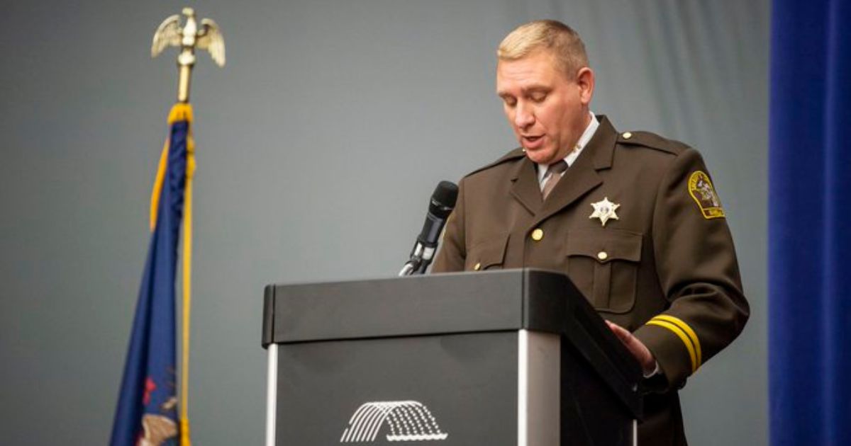 Sheriff Michael Main of Isabella County, Michigan, speaks on May 6.
