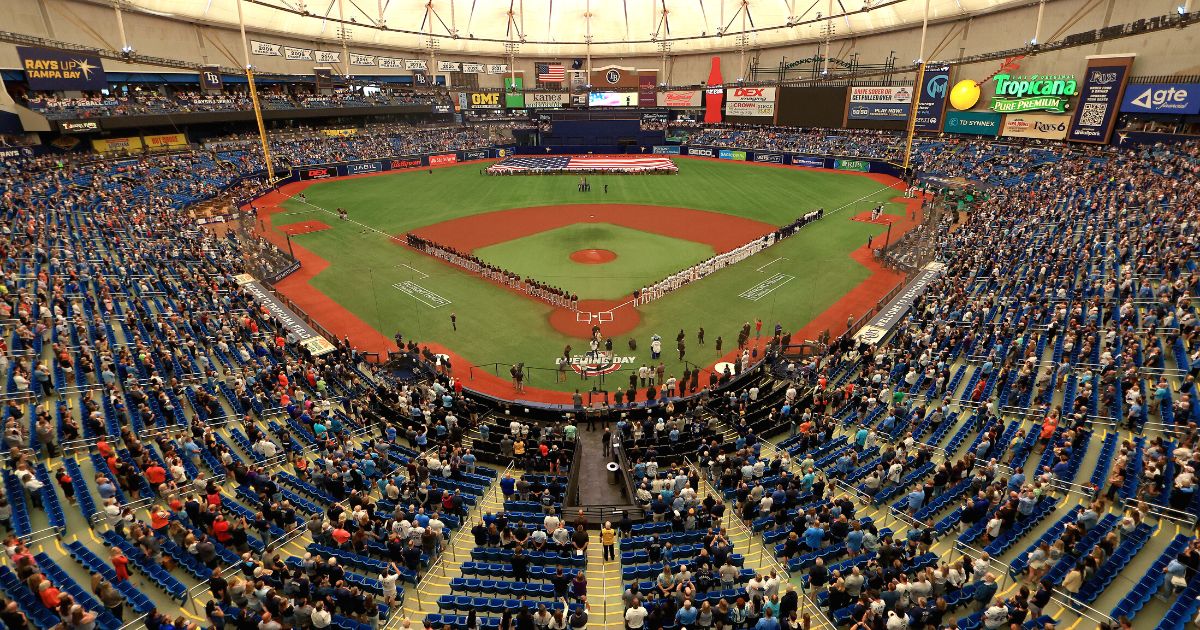 Tropicana Field in St. Petersburg, Florida, is seen during the Opening Day game between the Tampa Bay Rays and the Baltimore Orioles on April 8.