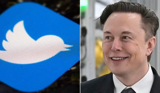 At left, the Twitter app icon is seen on a mobile phone in Philadelphia. At right, Elon Musk attends the opening of the Tesla factory Berlin Brandenburg in Gruenheide, Germany, on March 22.