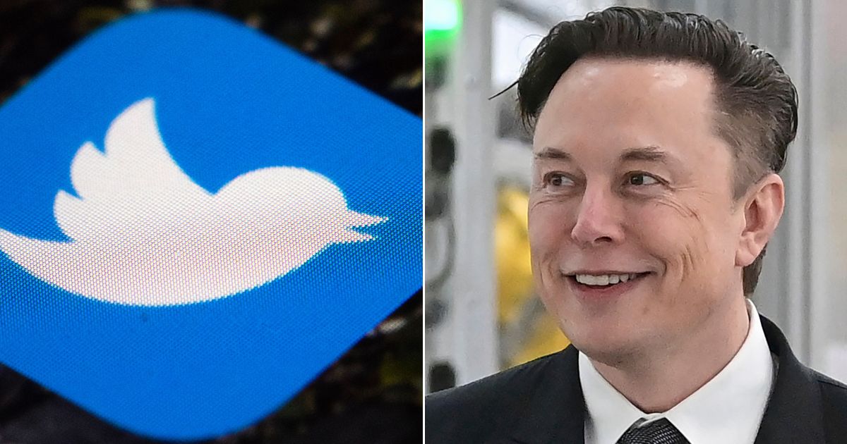 At left, the Twitter app icon is seen on a mobile phone in Philadelphia. At right, Elon Musk attends the opening of the Tesla factory Berlin Brandenburg in Gruenheide, Germany, on March 22.