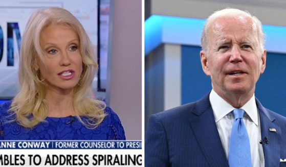 Kellyanne Conway, left, former adviser to President Donald Trump, appeared on Fox News on Thursday with a withering critique of President Joe Biden, right.