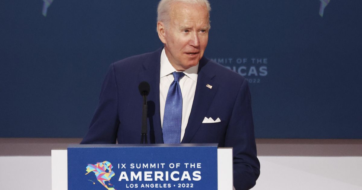 President Joe Biden speaks Thursday during the Summit of the Americas at the Los Angeles Convention Center. The United States is hosting the summit for the first time since 1994, when it took place in Miami.