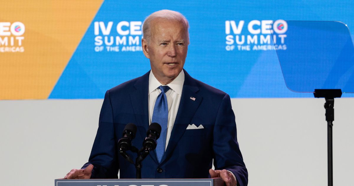 President Joe Biden speaks Thursday at the Summit of the Americas hosted by the U.S. Chamber of Commerce in Los Angeles.