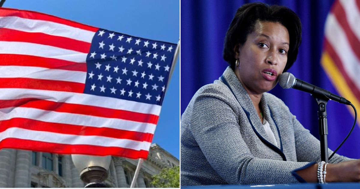 An American flag with 51 stars, left, flies in Washington, D.C., as ordered by D.C. Mayor Muriel Browser, right.