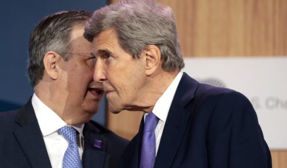John Kerry, the Biden administration's special presidential envoy for climate, is pictured speaking to Mexican Secretary of Foreign Affairs Marcelo Ebrard at the Summit of the Americas on June 09 in Los Angeles.