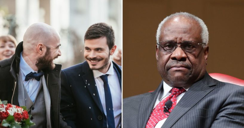 a gay wedding and Justice Clarence Thomas