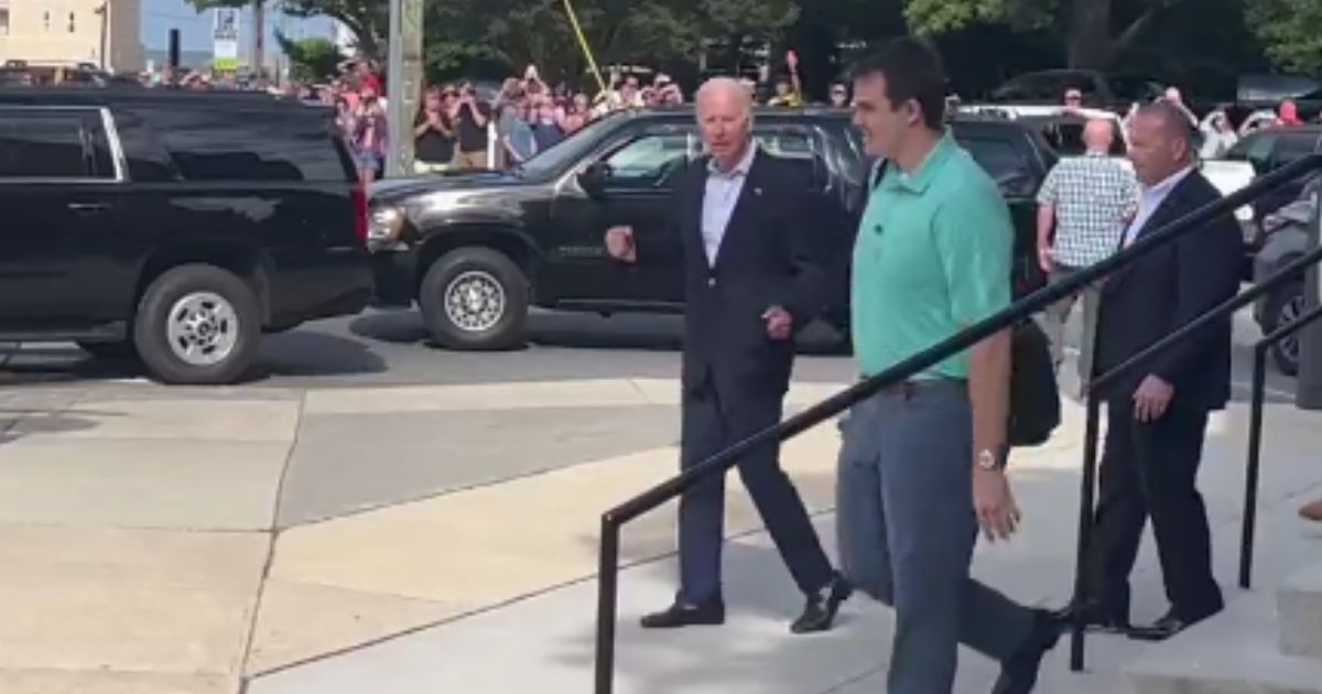 President Joe Biden leaves church on Saturday.