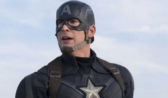 Actor Chris Evans in the rold of Captain America.