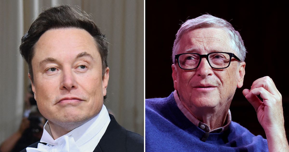 Elon Musk, left, responded to Bill Gates, right, on Twitter on Saturday.