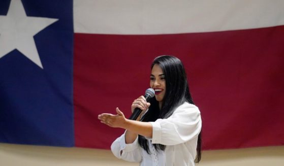 Republican congressional candidate Mayra Flores speaks at a Cameron County Conservatives event in Harlingen, Texas, on Sept. 22, 2021.