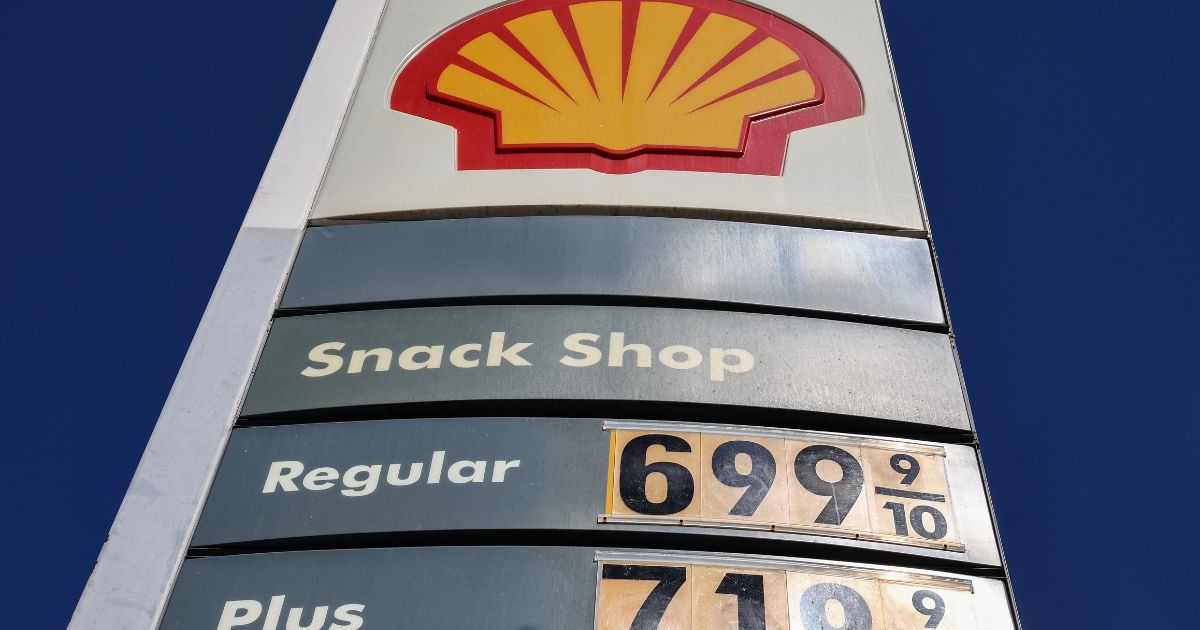 High gas prices are displayed at a Shell station in Los Angeles on March 7.