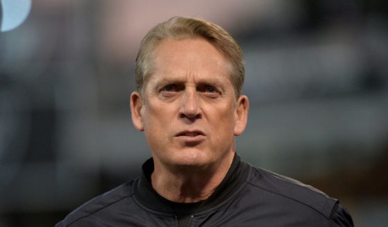 Coach Jack Del Rio looks on prior to a game on Dec. 17, 2017 in Oakland, California.