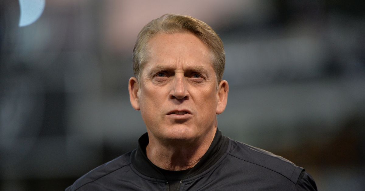 Coach Jack Del Rio looks on prior to a game on Dec. 17, 2017 in Oakland, California.