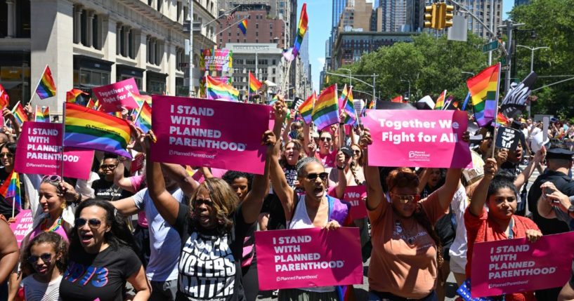 Planned Parenthood leads the New York City Pride Parade on Sunday in New York City.
