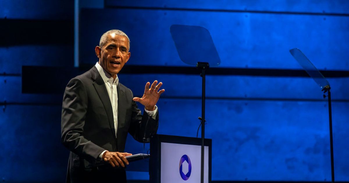Former President Barack Obama speaks at the Copenhagen Democracy Summit on June 10 in Copenhagen, Denmark.