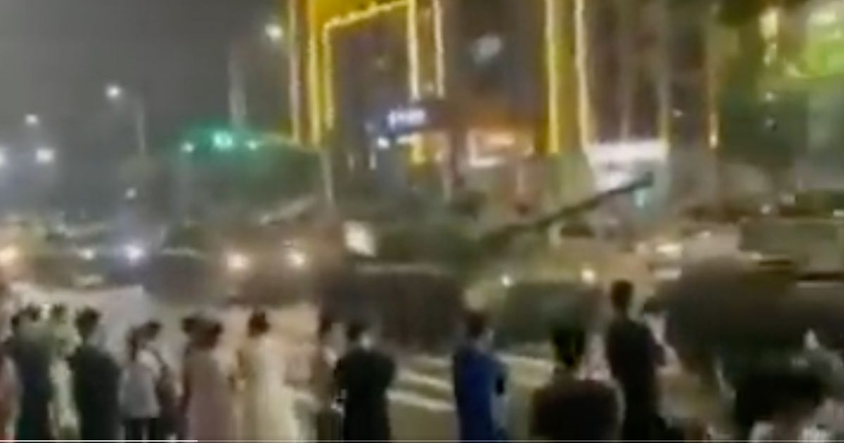 Military tanks rolled through the streets of Shandong, China, on Wednesday, as a part of military training exercises, according to the Associated Press.