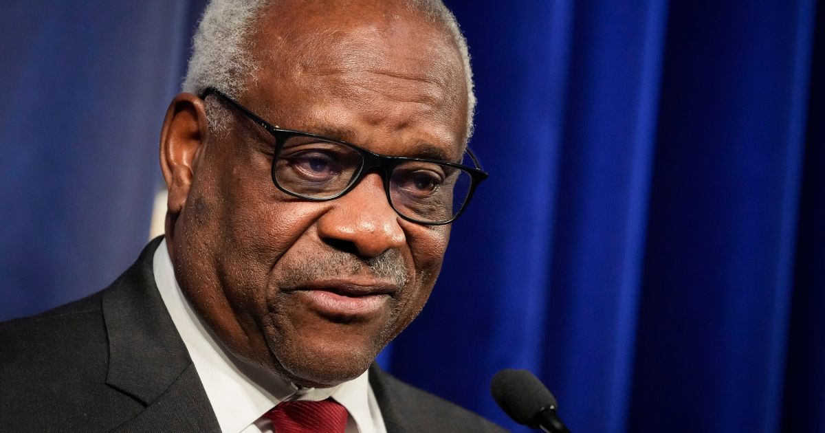 Supreme Court Justice Clarence Thomas speaks at the Heritage Foundation in Washington on Oct. 21, 2021.