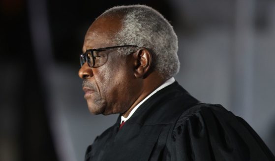 Supreme Court Justice Clarence Thomas attends the swearing-in ceremony for Amy Coney Barrett to the U.S. Supreme Court on Oct. 26, 2020.