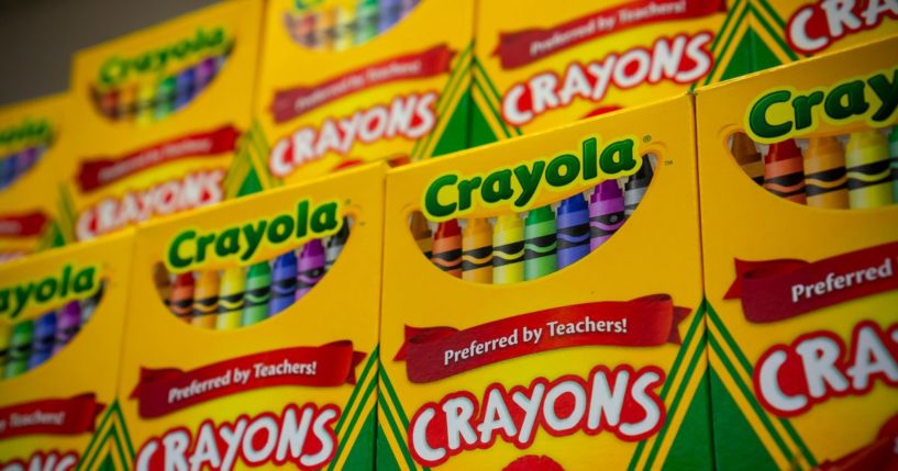 Crayola crayons are seen among the "Back to School" supplies in a store in New York on Aug. 2, 2019.