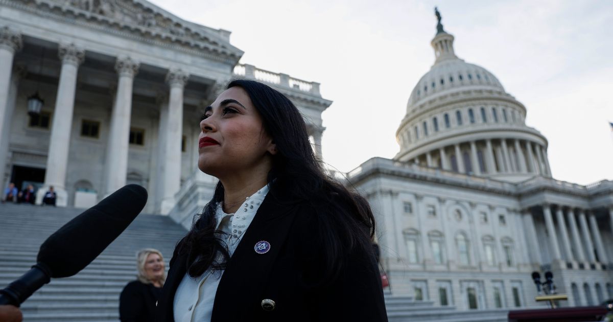 Texas Rep. Mayra Flores is interviewed outside of the Capitol Building in Washington, D.C., after being sworn into Congress on June 21.