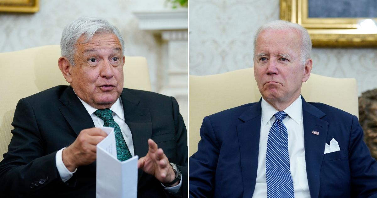 While meeting in the Oval Office with U.S. President Joe Biden, right, on Tuesday, Mexican President Andrés Manuel López Obrador, left, invited Americans struggling with high-gas prices to buy fuel in Mexico.