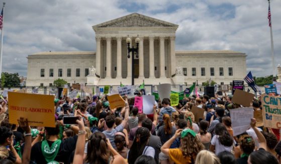 Pro-abortion activists protest in front of the Supreme Court in Washington, D.C., on June 24.
