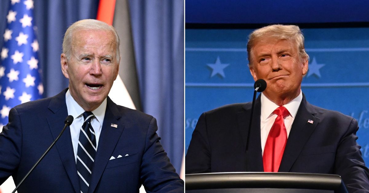 President Joe Biden, left, delivers statements to the media in the city of Bethlehem on Friday. Then-President Donald Trump speaks during the final presidential debate at Belmont University in Nashville, Tennessee, on Oct. 22, 2020.