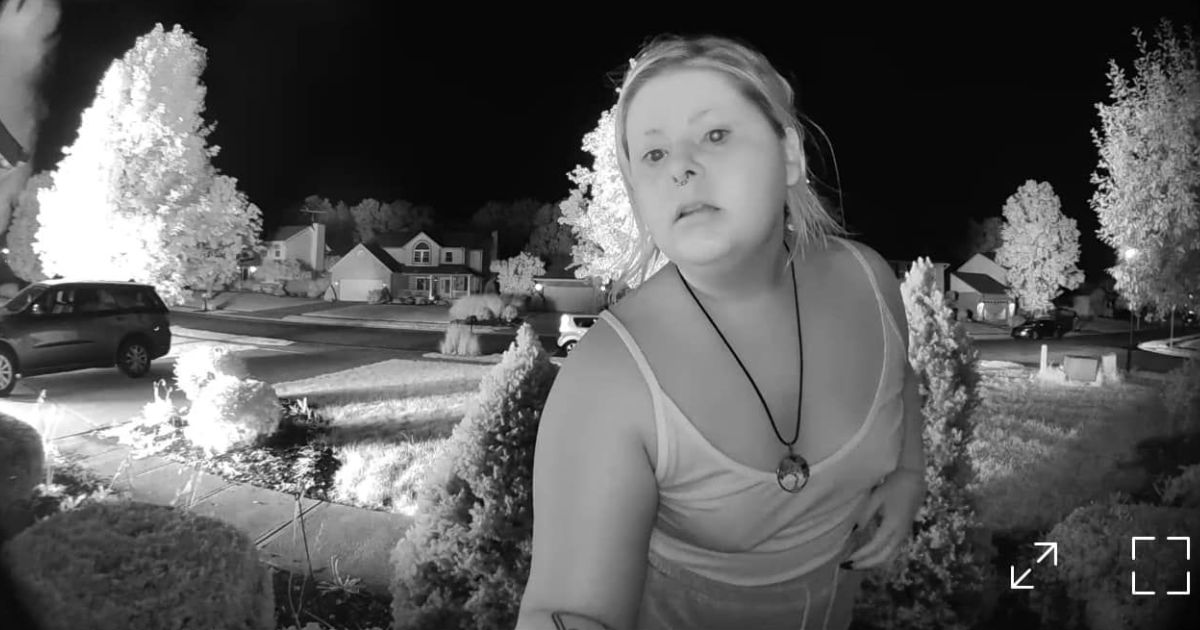 A doorbell camera shows the woman who spotted the fire from nearly a mile away and drove to the house to alert the sleeping family.