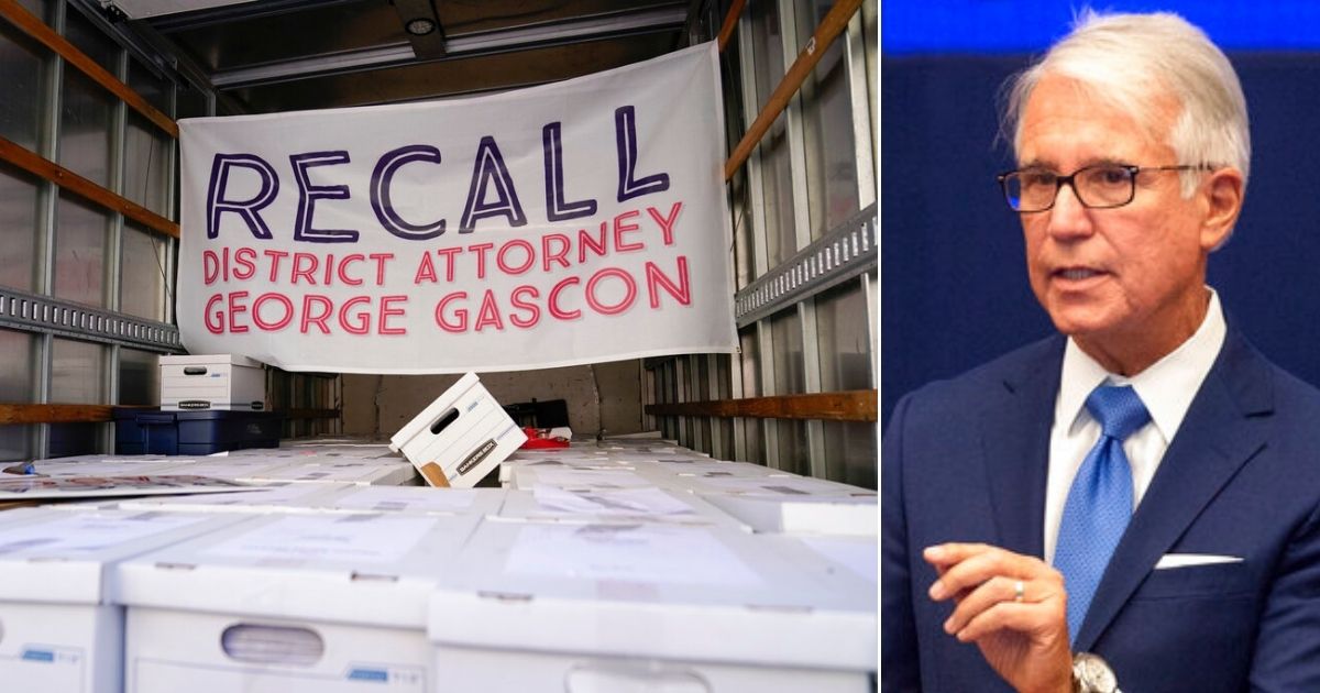 Boxes full of petitions to recall Los Angeles County District Attorney George Gascón sit in a truck outside the Los Angeles County Registrar of Voters on Wednesday.