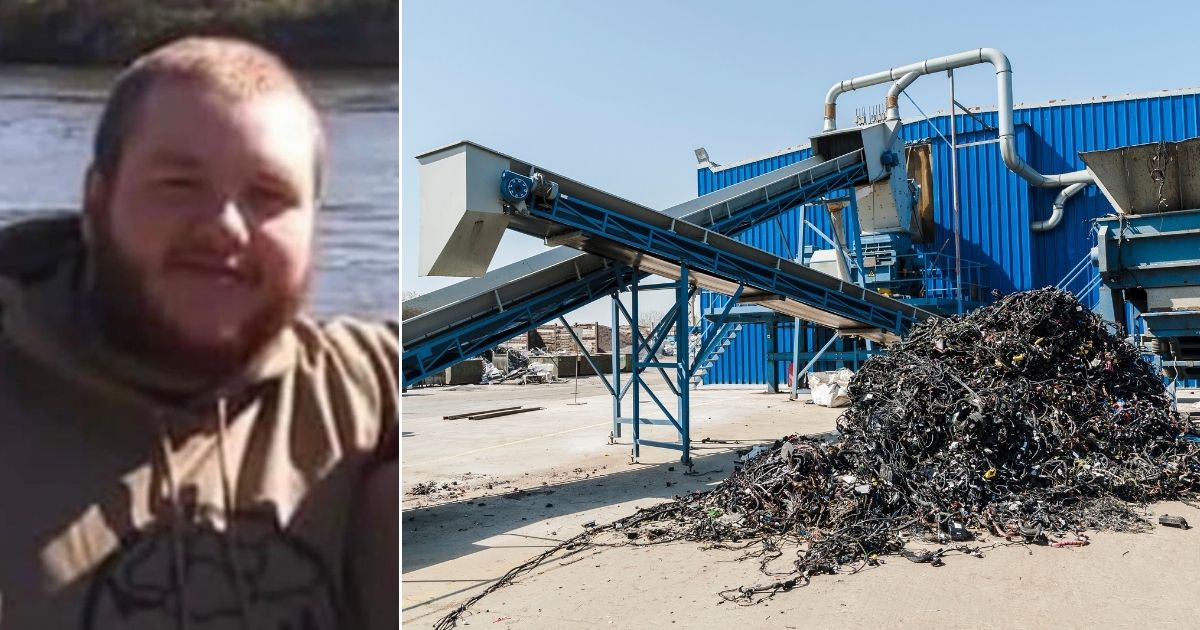 Duncan Alexander Burrell Gordon of Greer, South Carolina, apparently fell into a plastic shredder, authorities say.