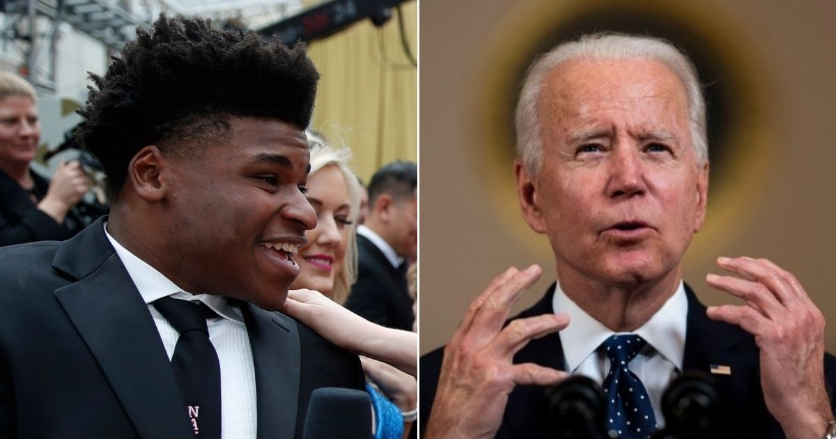 Netflix star and Jerry Harris, left, a supporter of President Joe Biden, right, was sentenced to 12 years in federal prison on child pornography charges.