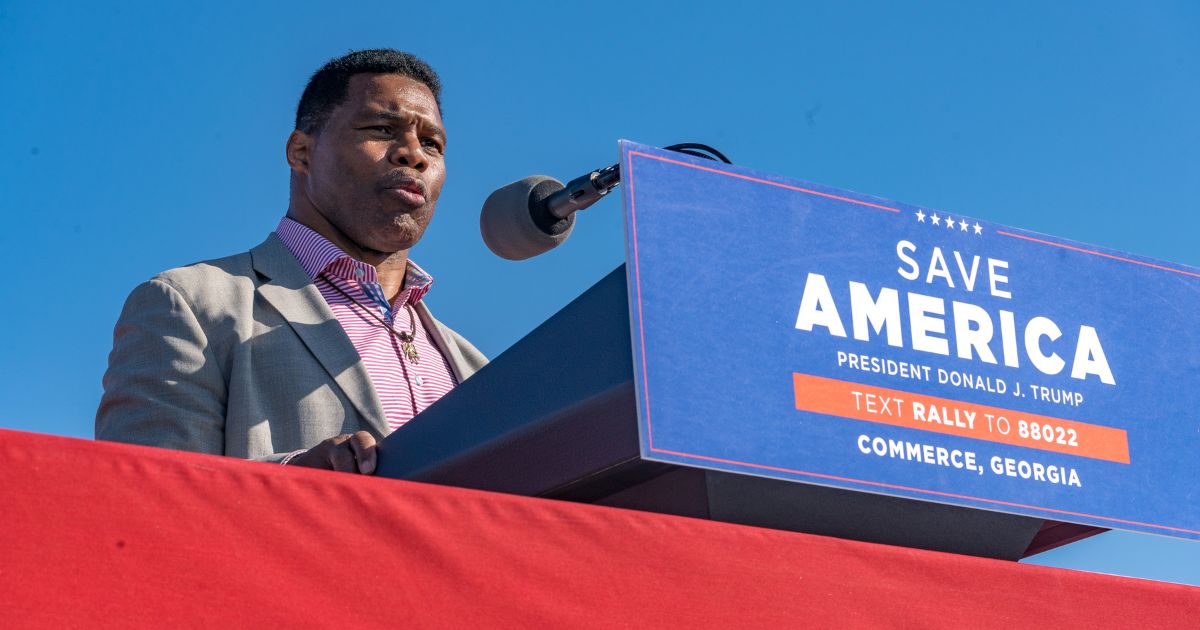 Heisman Trophy winner and Republican candidate for U.S. Senate Herschel Walker speaks to supporters during a rally on March 26 in Commerce, Georgia.
