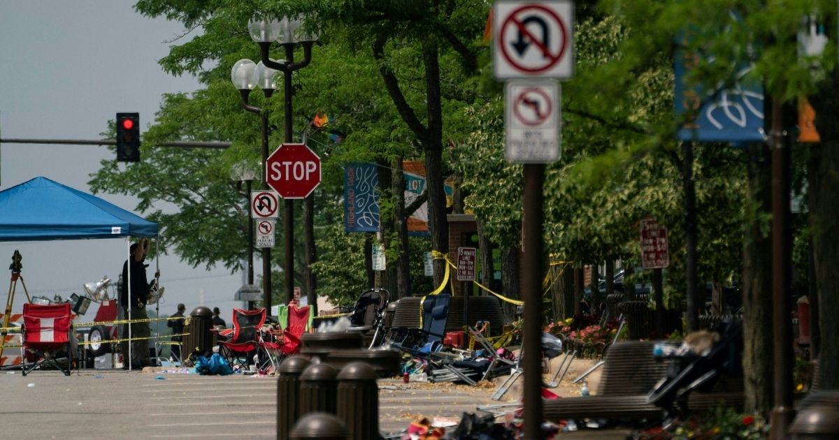 On Tuesday, the aftermath of the July 4th parade shooting from Monday, which left 8 dead and dozens more injured, is seen in Highland Park, Illinois.