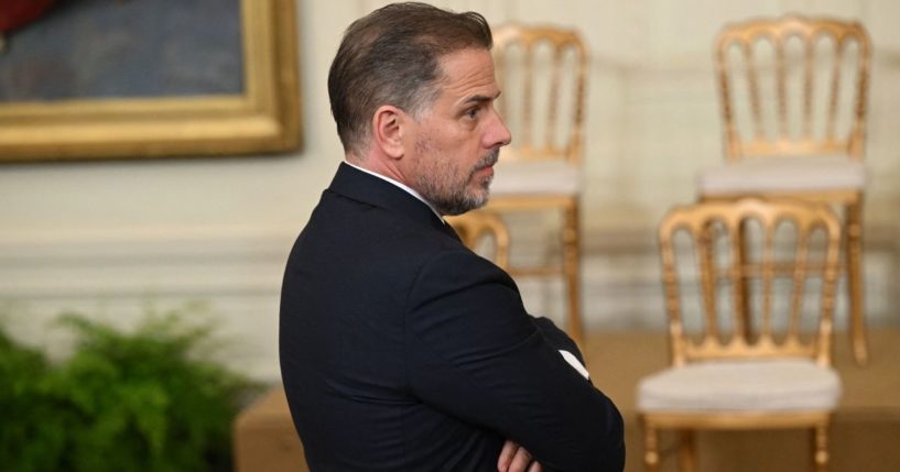 Hunter Biden stands while waiting before a Presidential Medal of Freedom ceremony in the East Room of the White House on Thursday.