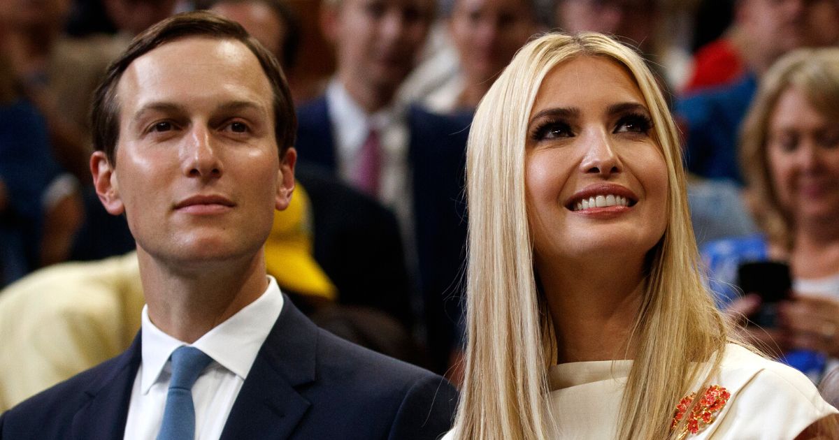 Jared Kushner and his wife, Ivanka Trump, watch as then-President Donald Trump speaks during his re-election kickoff rally at the Amway Center in Orlando, Florida, on June 18, 2019.