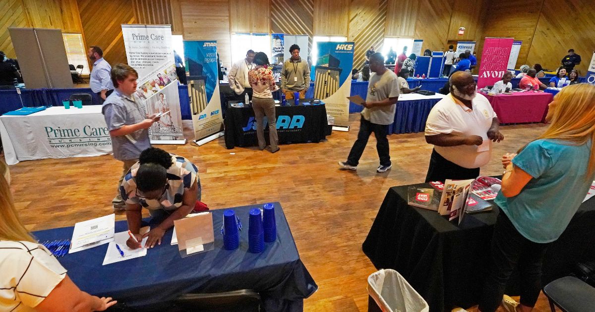 Job seekers attend a job fair in Jackson, Mississippi, on June 22.