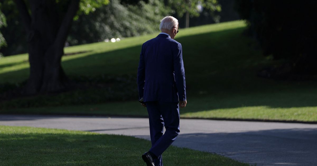 President Joe Biden walks on the South Lawn of the White House in Washington, D.C., on Wednesday.