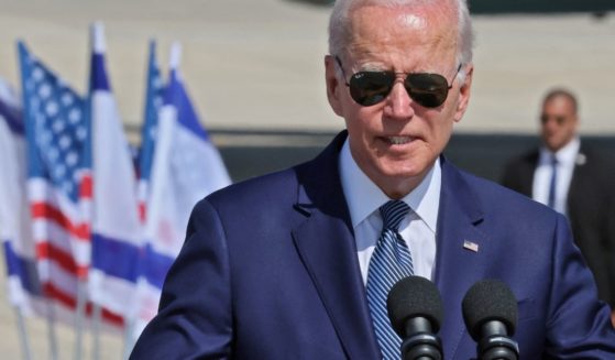 President Joe Biden delivers a statement upon arrival in Lod near Tel Aviv, Israel, on Wednesday.