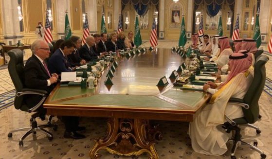 U.S. President Joe Biden and Saudi Crown Prince Mohammed bin Salman attended a meeting between American and Saudi officials in Saudi Arabia on Friday.