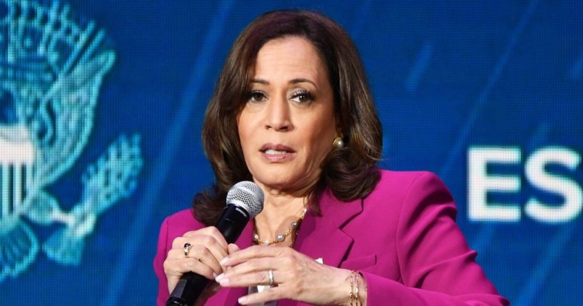 Vice President Kamala Harris speaks onstage Saturday during the Essence Festival of Culture at the Ernest N. Morial Convention Center in New Orleans.